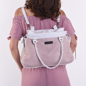 Checkered Sienna Satchel Leather Handbag