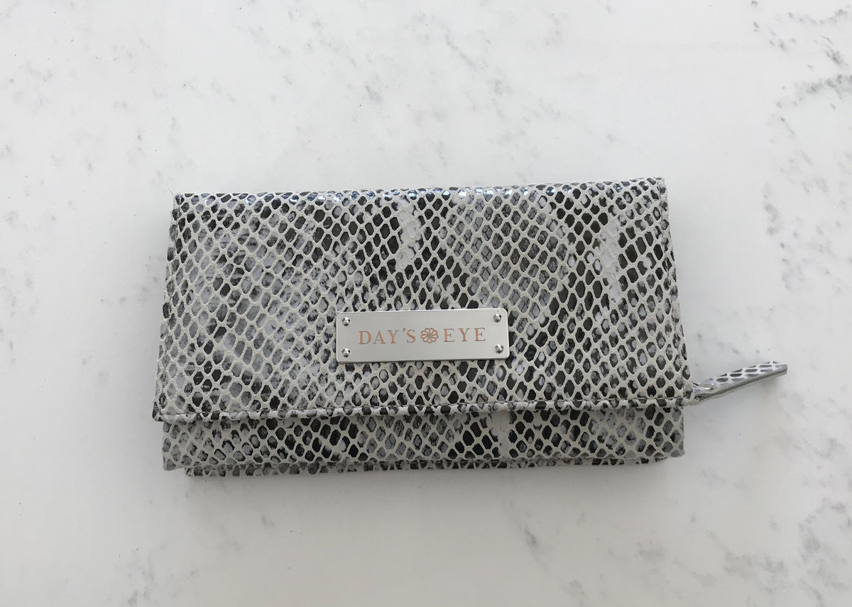 Soft Snake Print Leather Wallet with lots credit card holders and lots of space.
