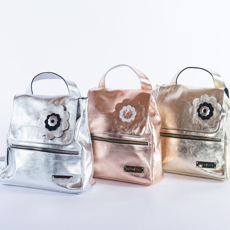Metallic Convertible Leather Backpack