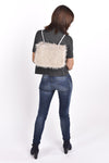 Barred Feather Trapezoid Convertible Handbag