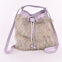 Barred Feather Drawstring Convertible Handbag