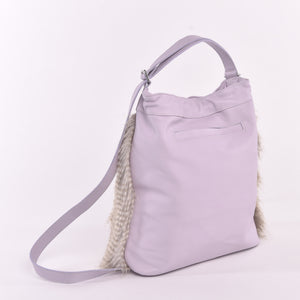 Barred Feather Drawstring Convertible Handbag