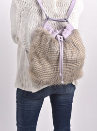 Barred Feather Drawstring Convertible Handbag