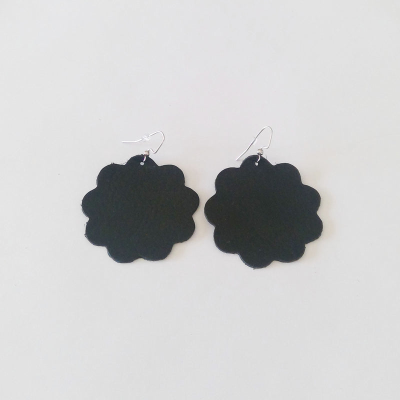 Large Daisy Leather Earrings