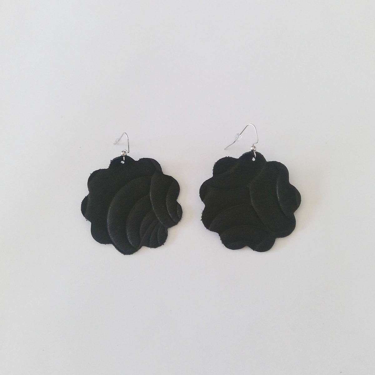 Large Daisy Leather Earrings
