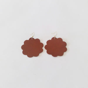 Large Daisy Leather Earrings