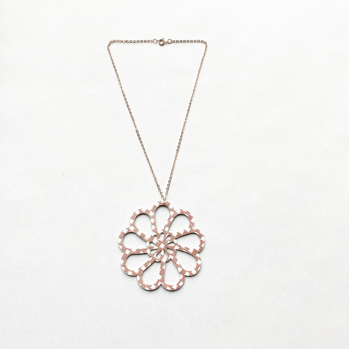 Checkered Leather Earrings and Necklace Collection