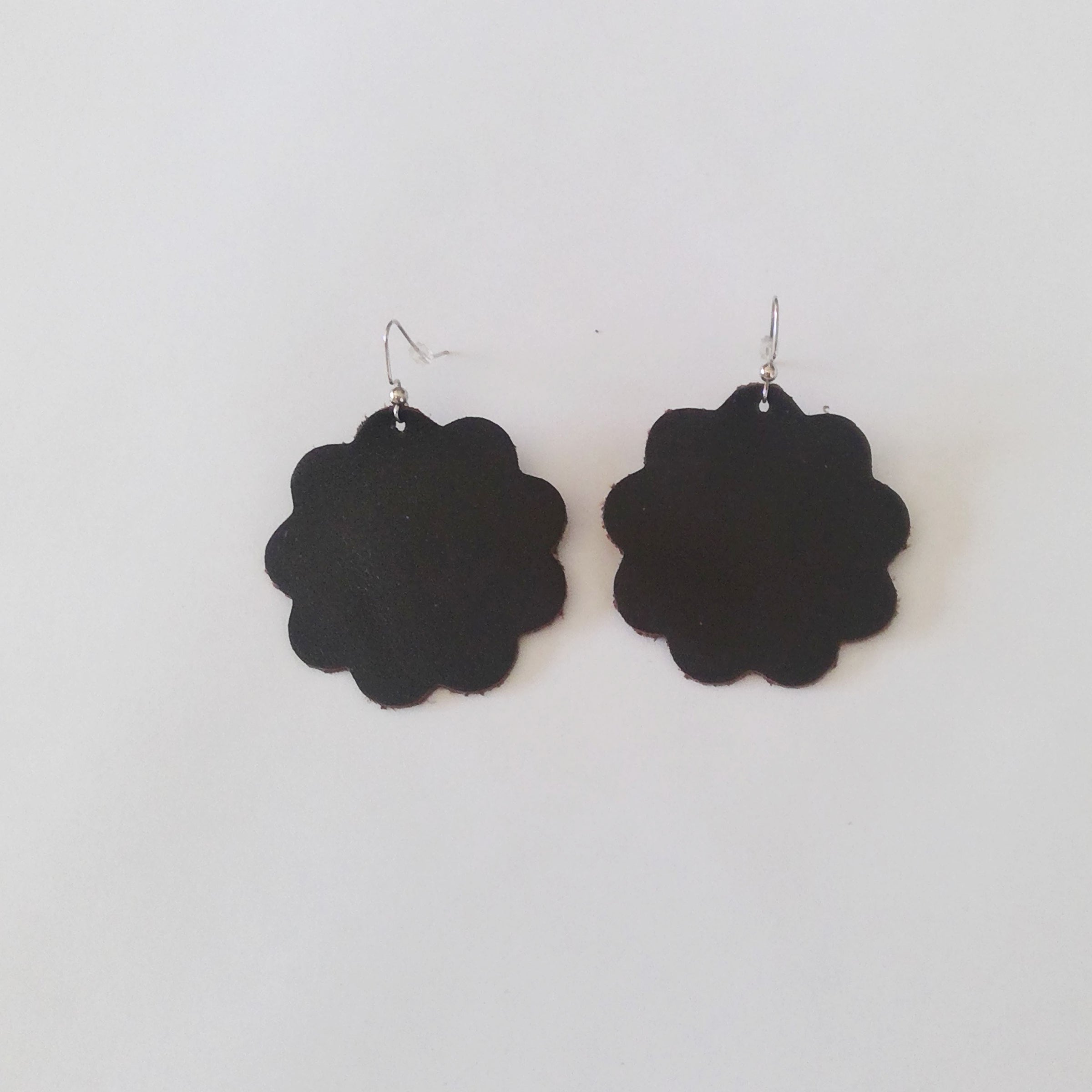 Large Daisy Leather Earrings