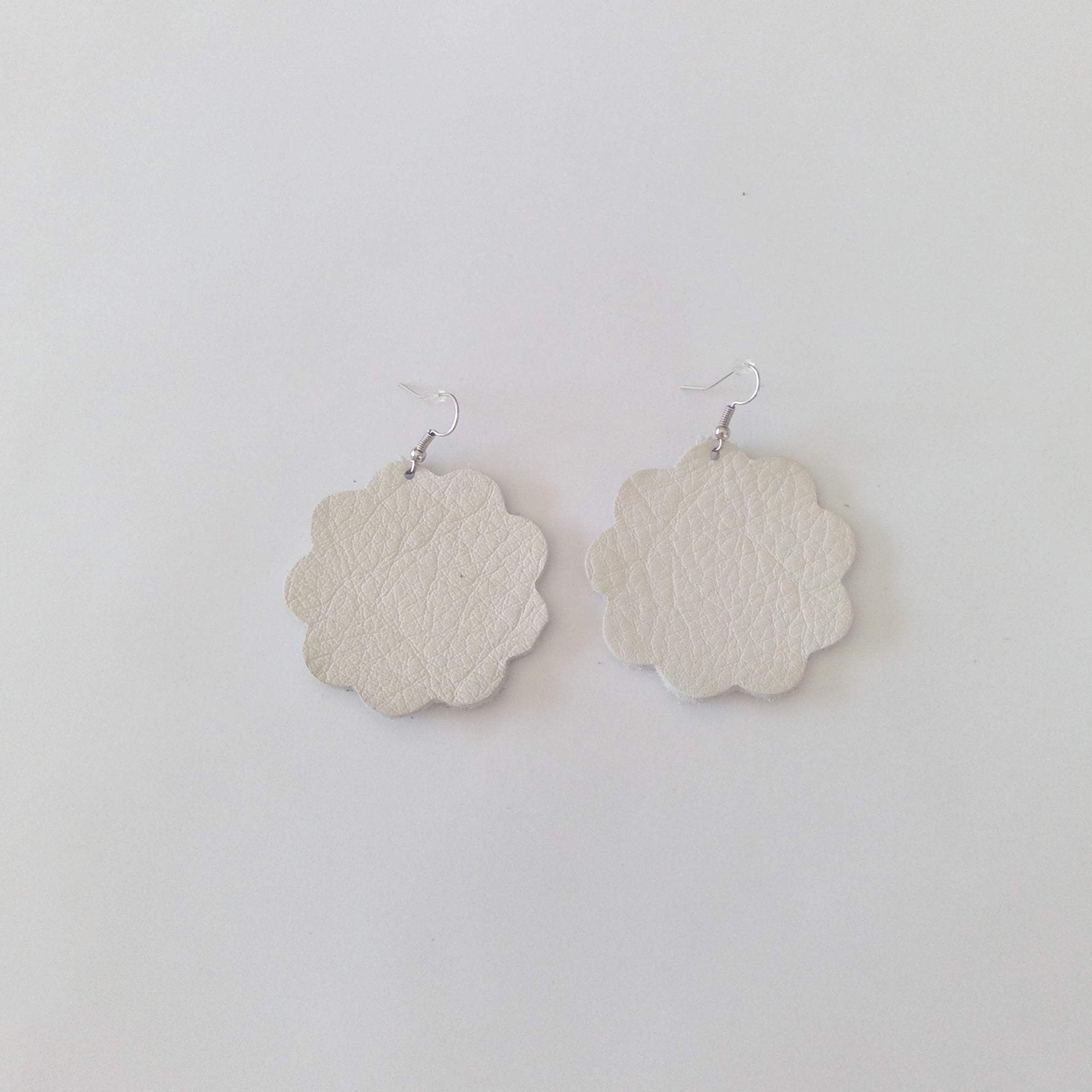 Large Daisy Leather Earrings