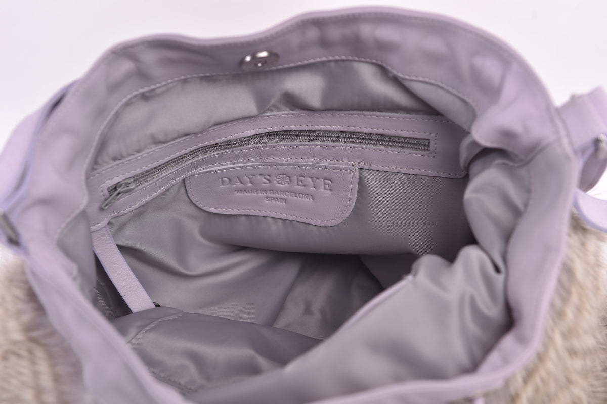 Barred Feather Drawstring Convertible Handbag