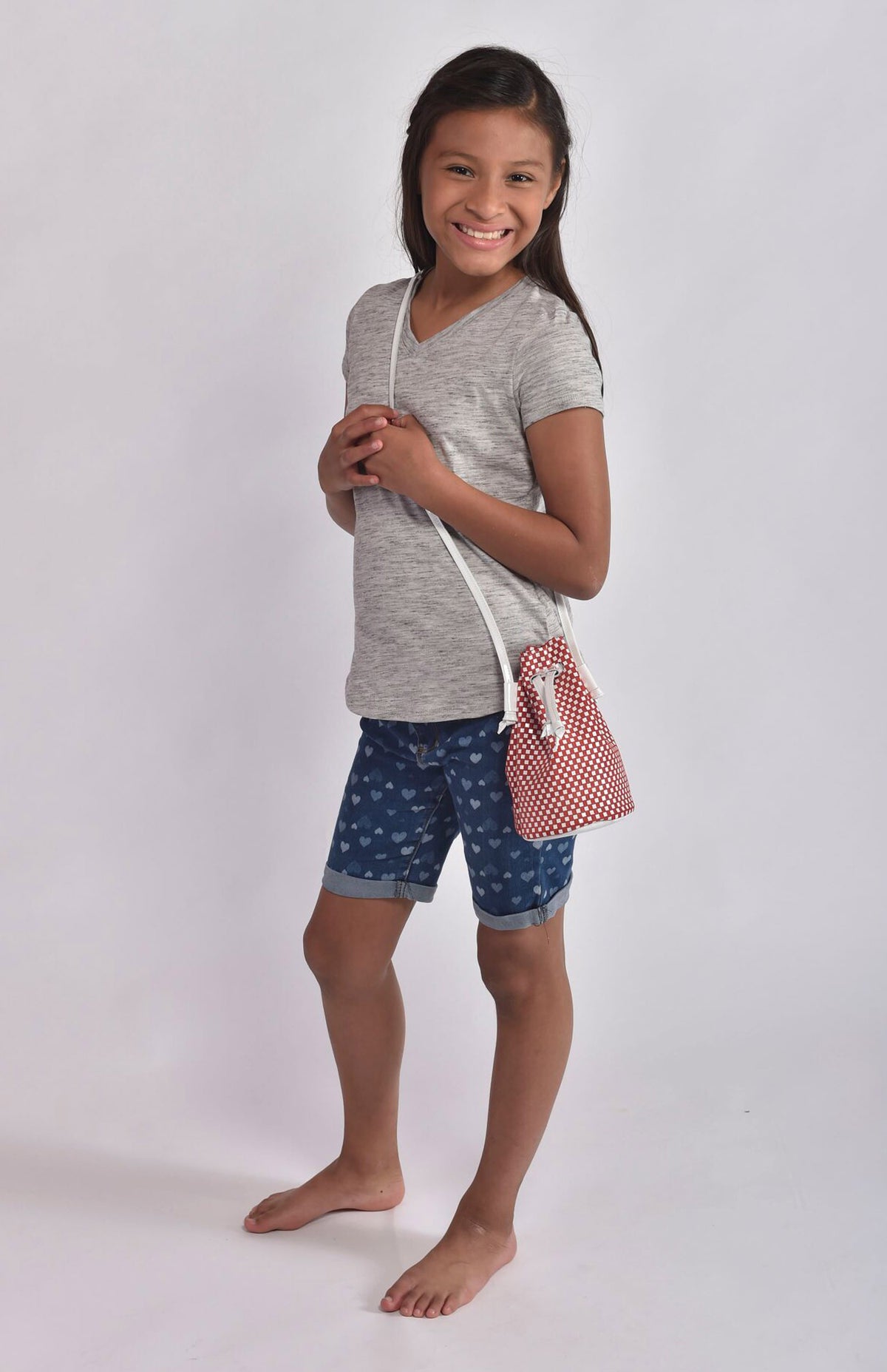 Checkered Leather Drawstring for Girls