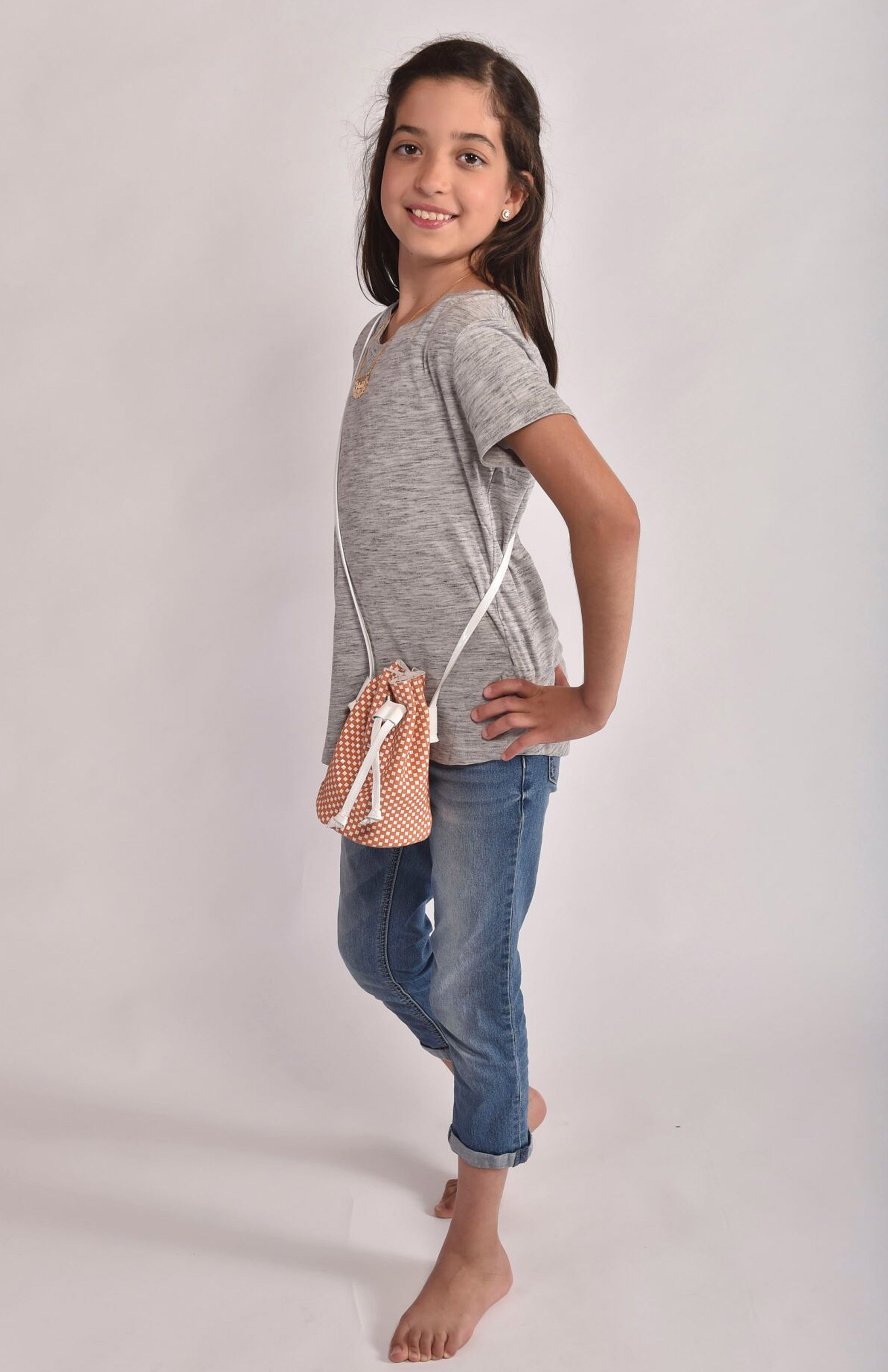 Checkered Leather Drawstring for Girls