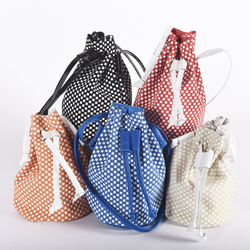 Checkered Leather Drawstring for Girls
