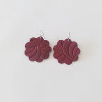 Large Daisy Leather Earrings
