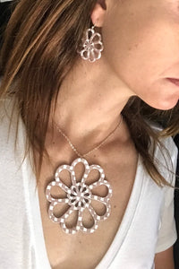 Checkered Leather Earrings and Necklace Collection