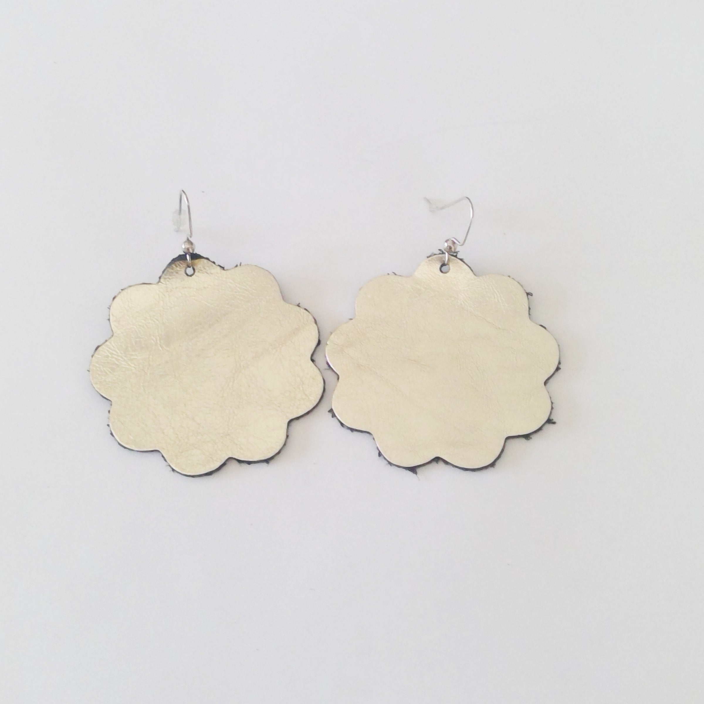 Large Daisy Leather Earrings