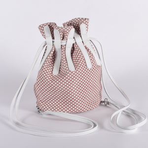Checkered Drawstring Leather Handbag