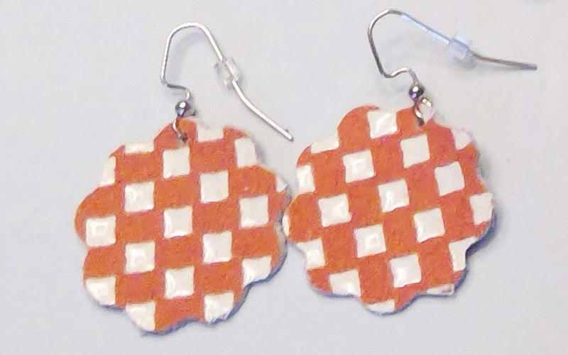 Checkered Leather Earrings and Necklace Collection