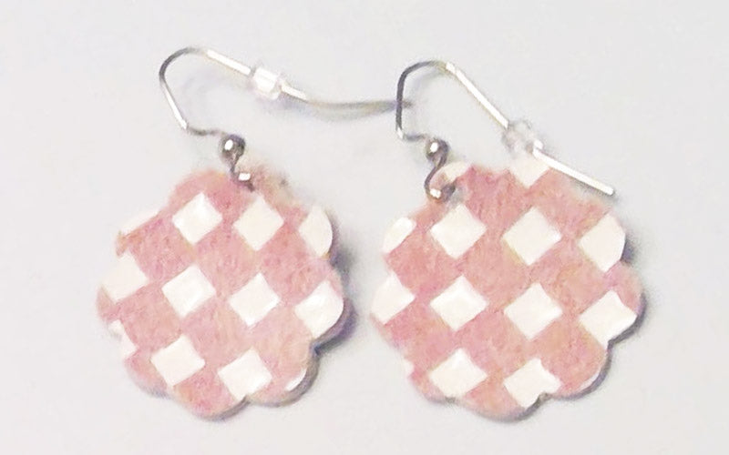 Checkered Leather Earrings and Necklace Collection