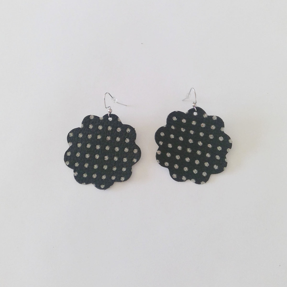 Large Daisy Leather Earrings