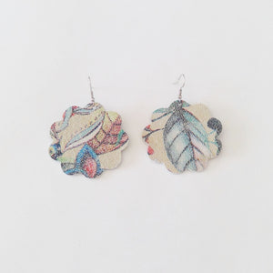 Large Daisy Leather Earrings