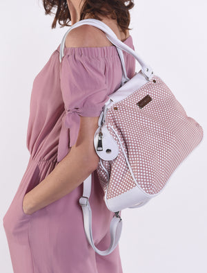 Checkered Sienna Satchel Leather Handbag