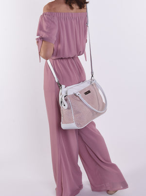 Checkered Sienna Satchel Leather Handbag