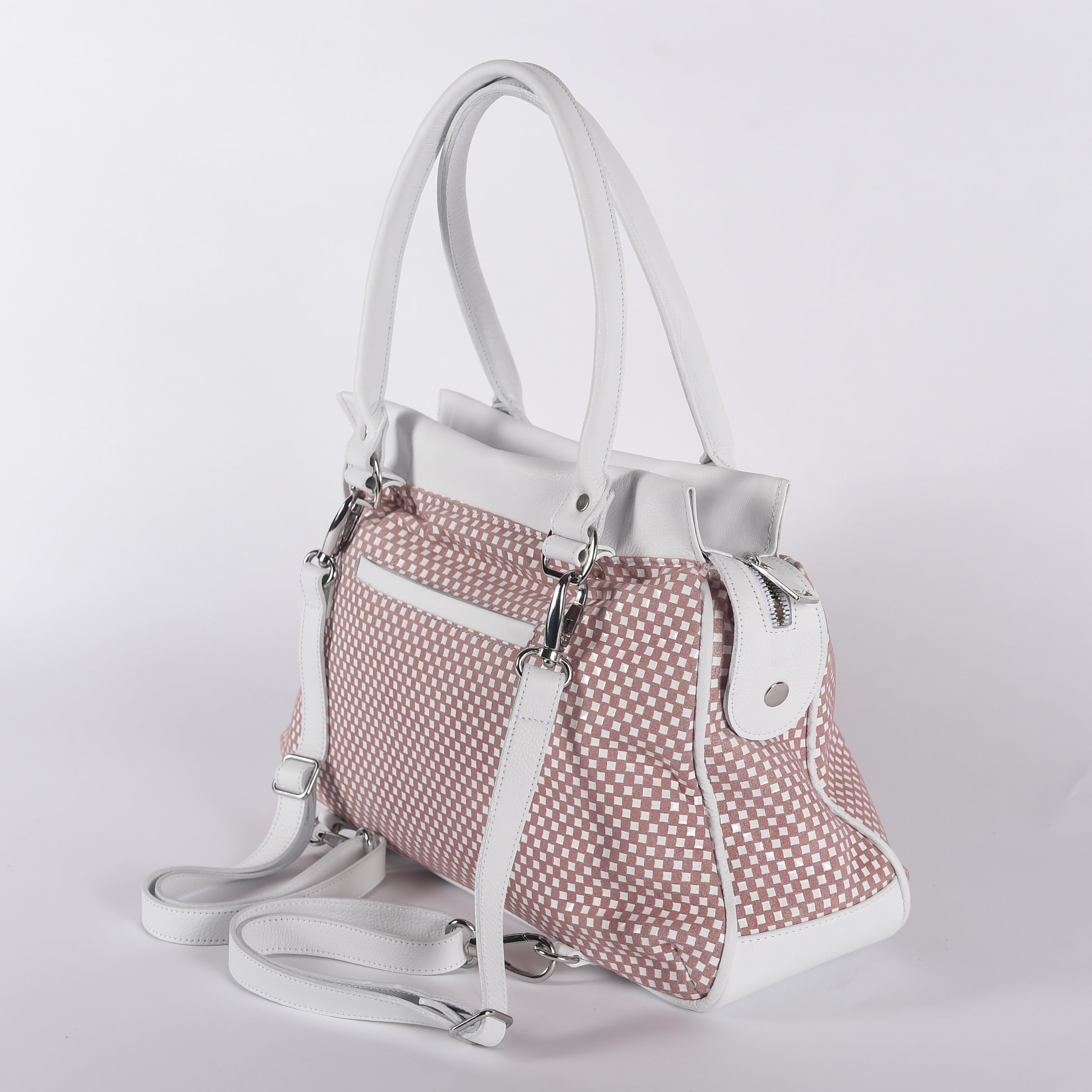 Checkered Sienna Satchel Leather Handbag – Day's Eye