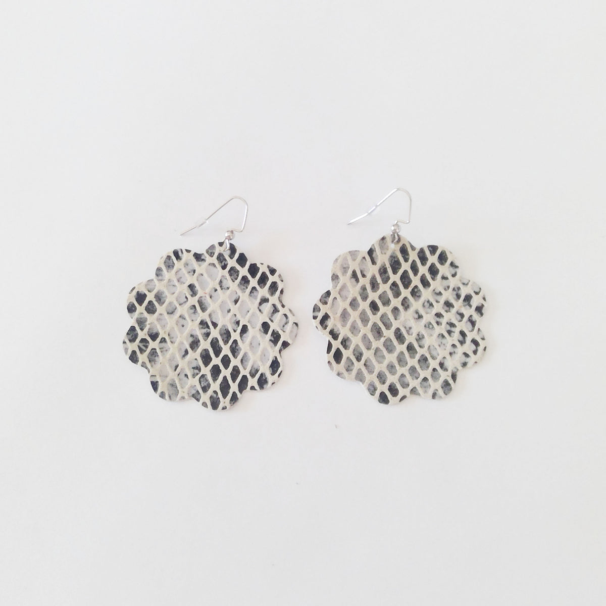 Large Daisy Leather Earrings