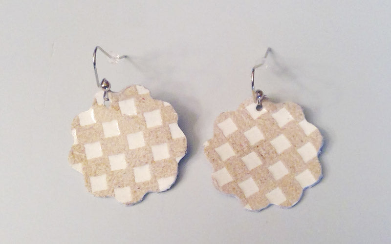 Checkered Leather Earrings and Necklace Collection