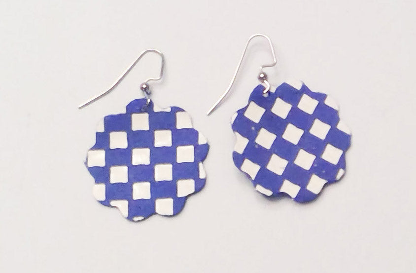 Checkered Leather Earrings and Necklace Collection