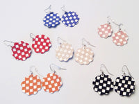 Checkered Leather Earrings and Necklace Collection