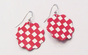 Checkered Leather Earrings and Necklace Collection